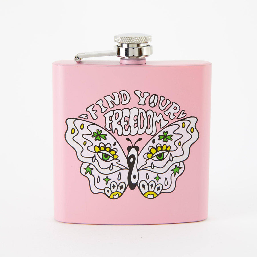 Punky Pins Find Your Freedom Hip Flask - Light Pink
