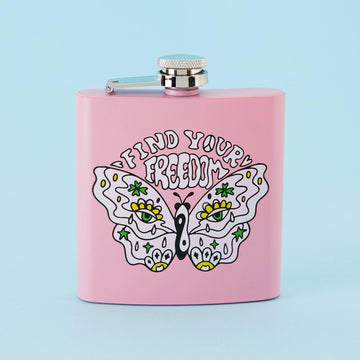 Punky Pins Find Your Freedom Hip Flask - Light Pink