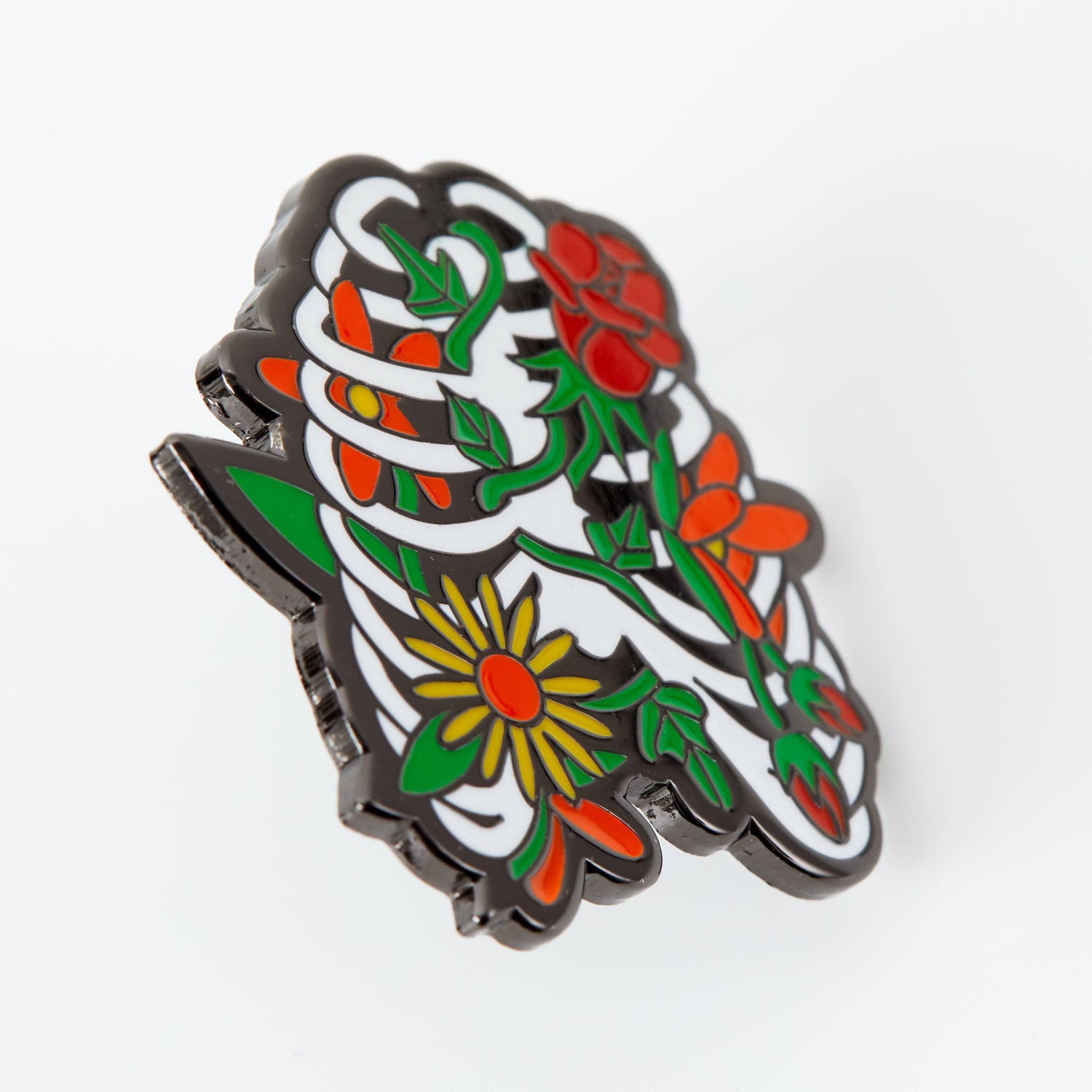 Punky Pins Floral Ribcage Enamel Pin