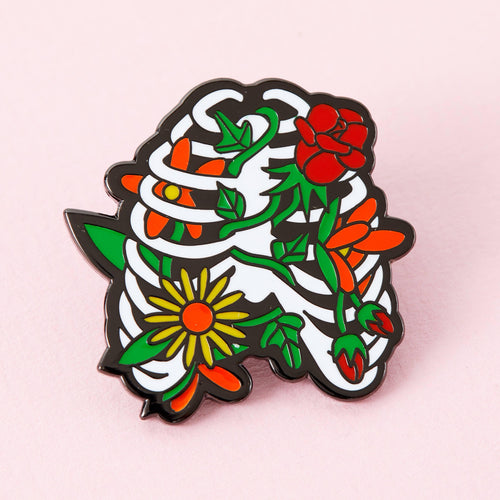 Floral Ribcage Enamel Pin