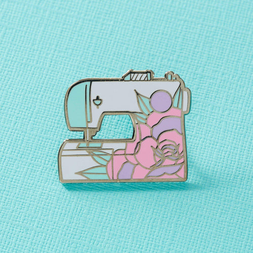 Floral Sewing Machine Enamel Pin