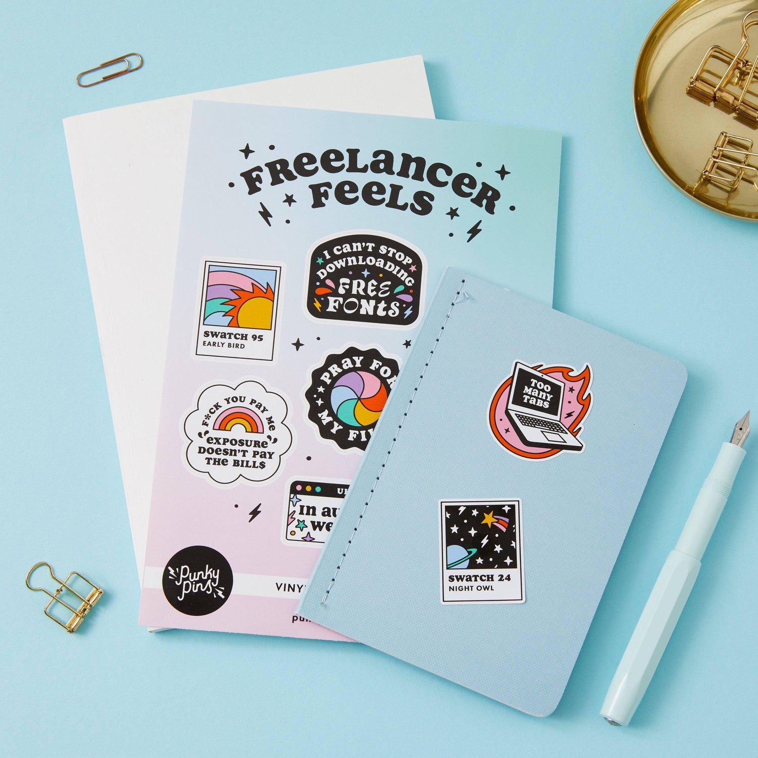 Punky Pins Freelancer Feels Vinyl Sticker Sheet