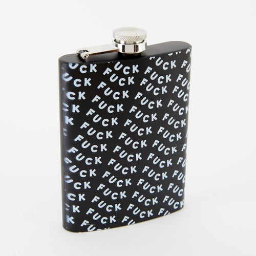 Punky Pins Fuck Hip Flask - Tall Black