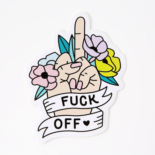 Punky Pins Fuck Off Floral Vinyl Laptop Sticker