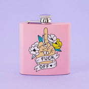 Punky Pins Fuck Off Hip Flask - Light Pink