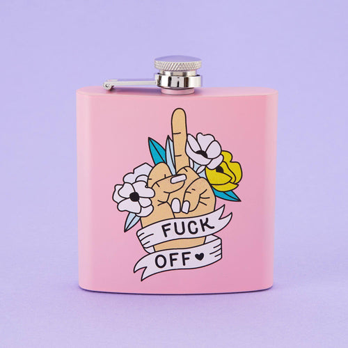 Fuck Off Hip Flask - Light Pink