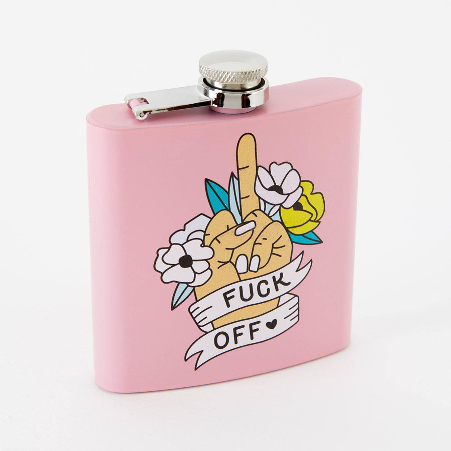 Punky Pins Fuck Off Hip Flask - Light Pink