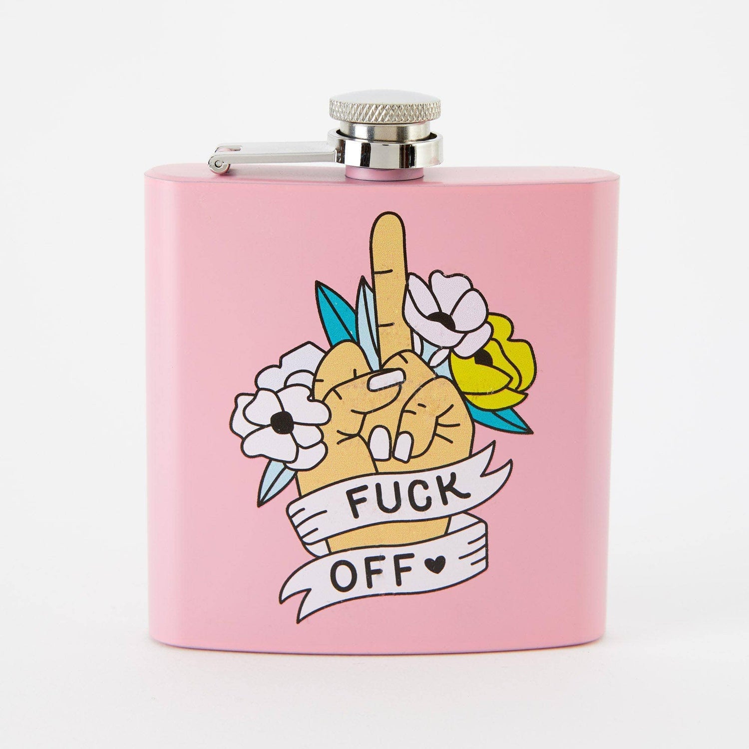 Punky Pins Fuck Off Hip Flask - Light Pink