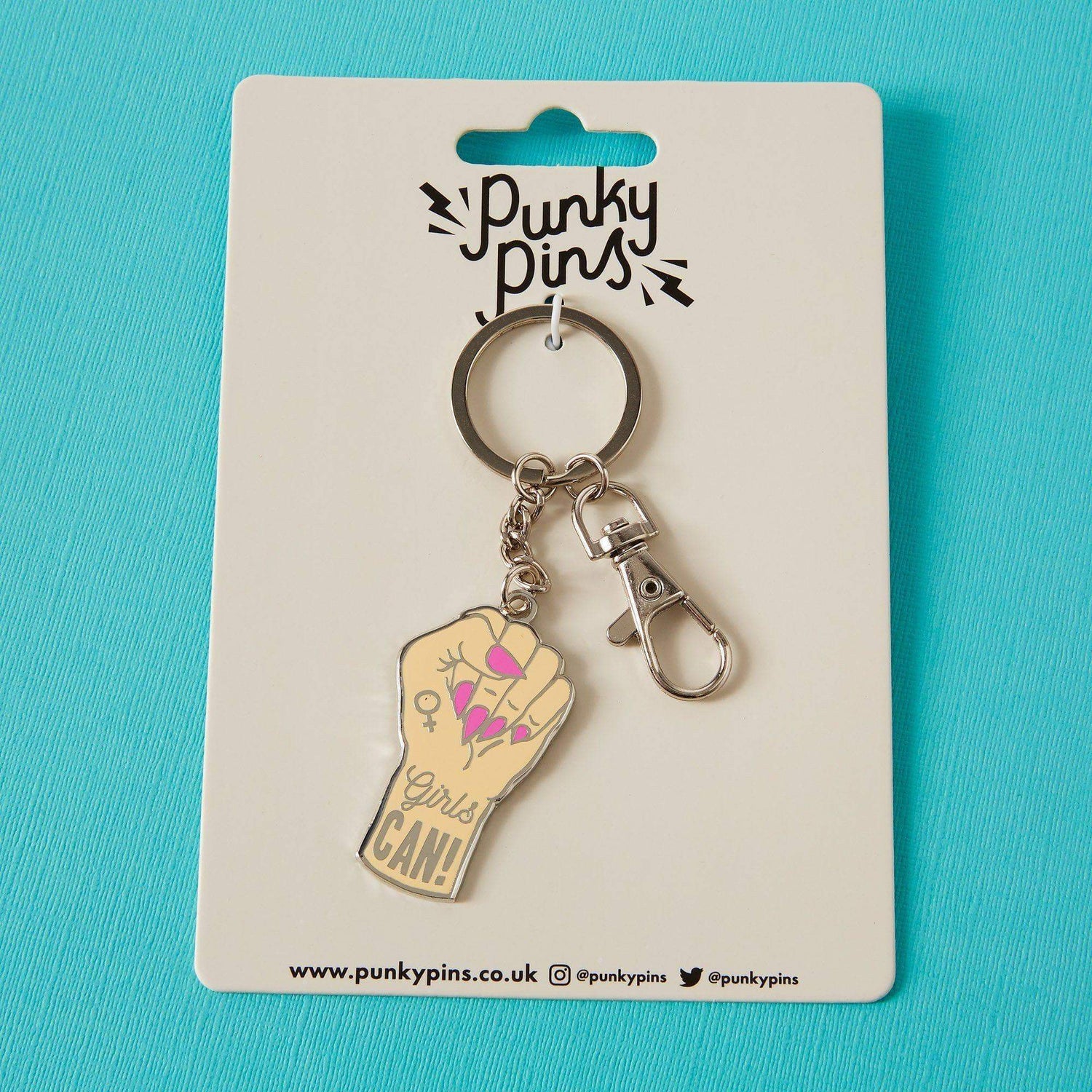 Punky Pins Girls Can Enamel Keyring