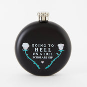 Punky Pins Going To Hell - Round Black Hip Flask