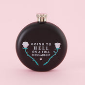 Punky Pins Going To Hell - Round Black Hip Flask