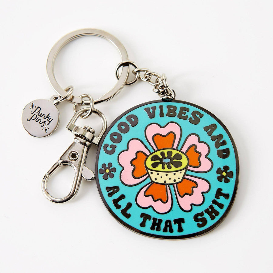 Punky Pins Good Vibes and All That Shit Enamel Keyring