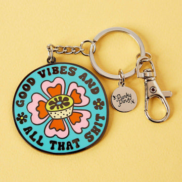 Punky Pins Good Vibes and All That Shit Enamel Keyring