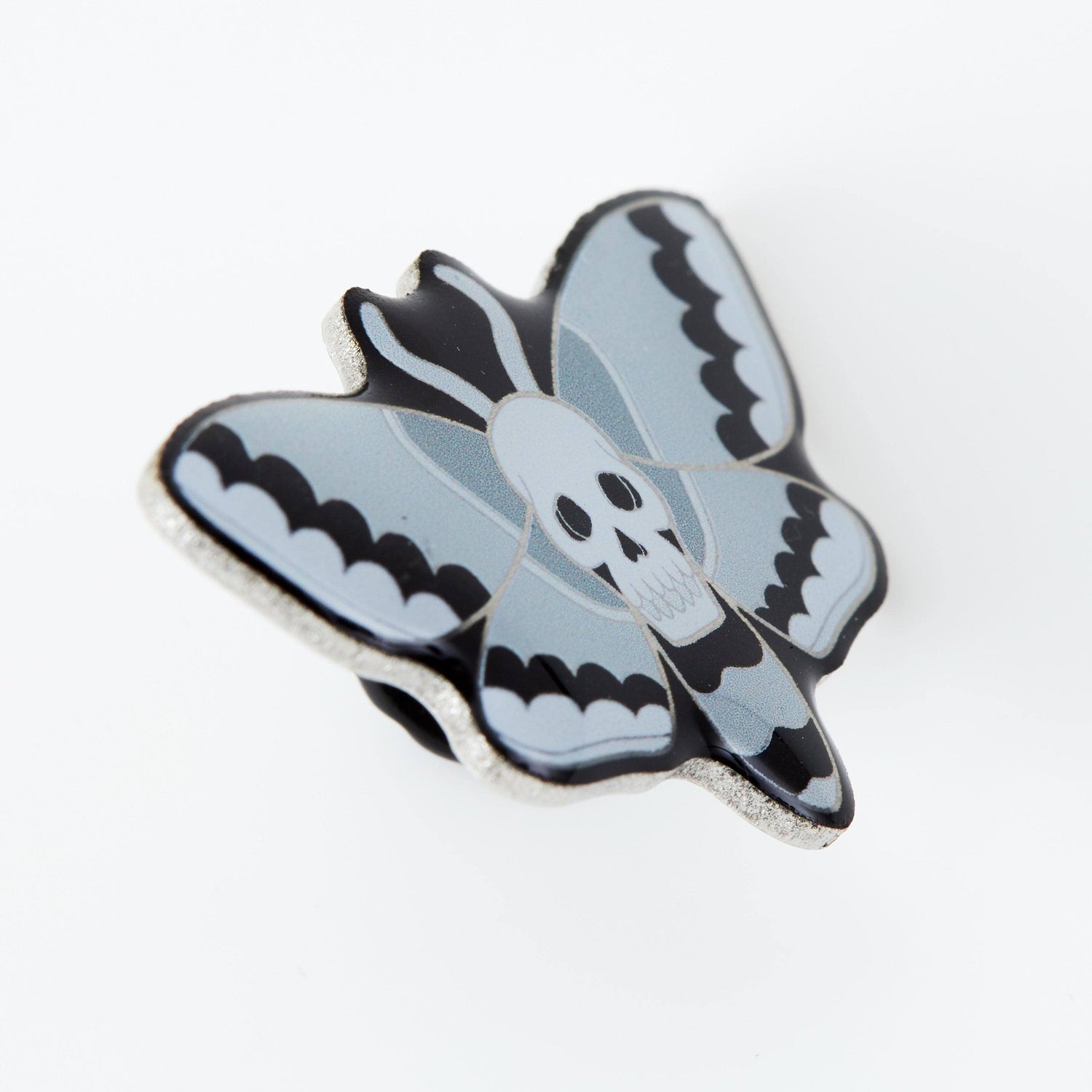 Punky Pins Grey Skull Moth Eco Metal Pin