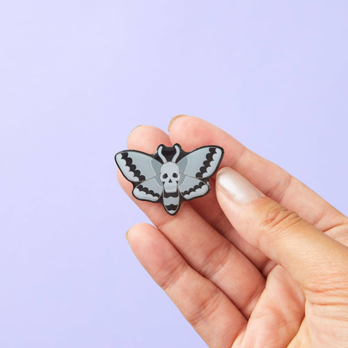 Grey Skull Moth Eco Metal Pin