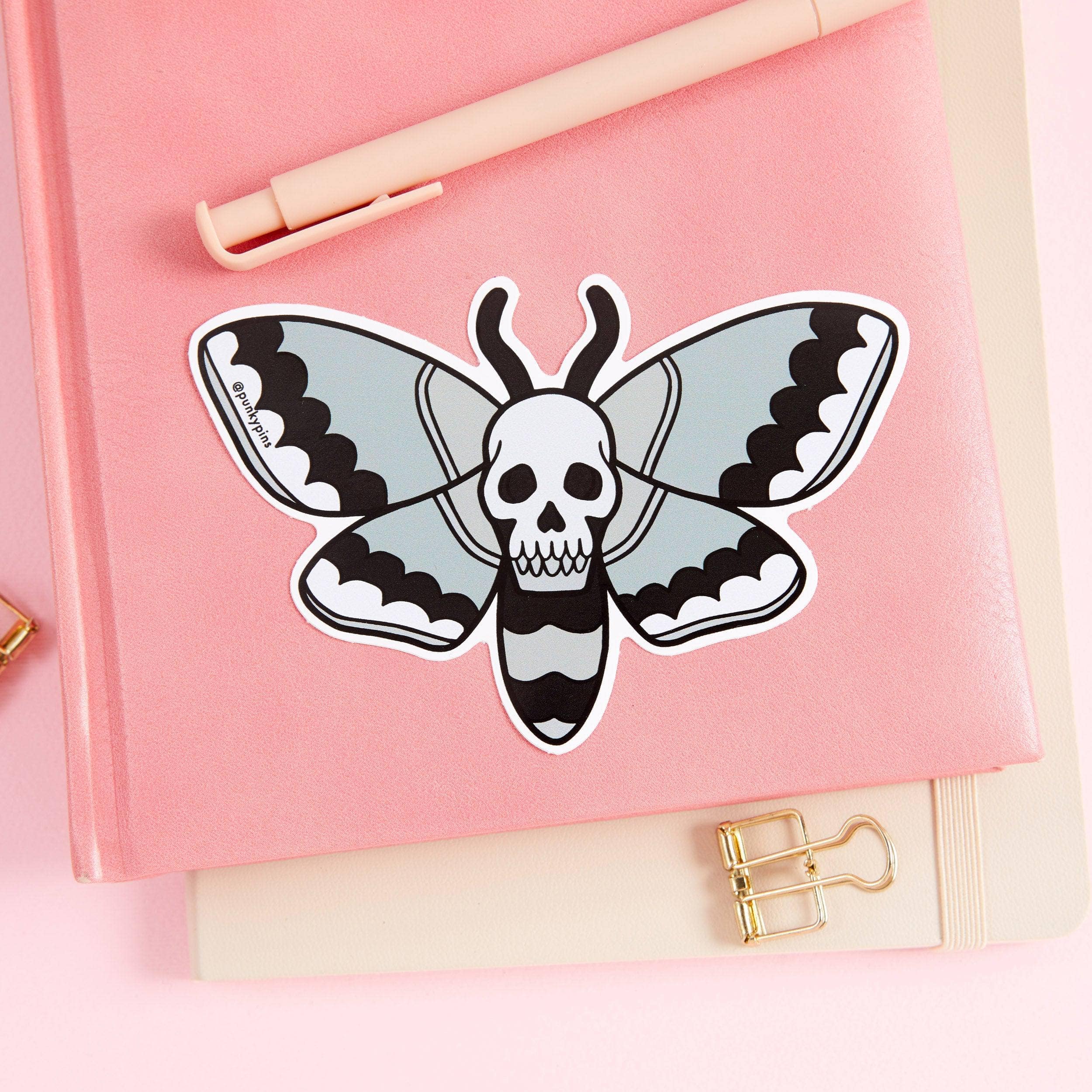 Grey Skull Moth Vinyl Sticker – punkypins