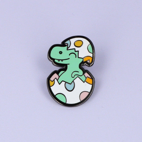 Happy Little Dinosaur in Egg Enamel Pin