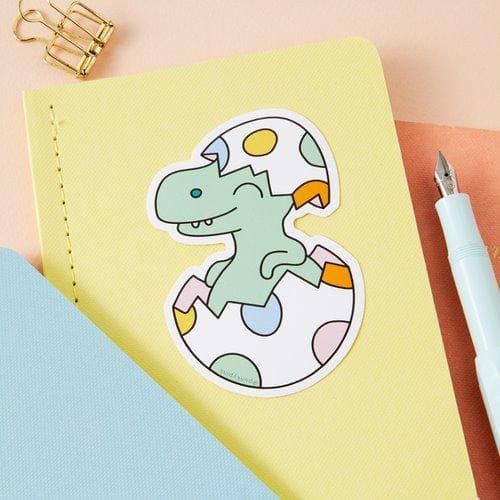 Happy Little Dinosaur in Egg Large Vinyl Sticker