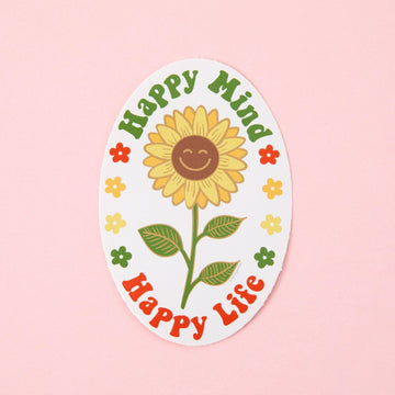 Punky Pins Happy Mind, Happy Life Vinyl Sticker