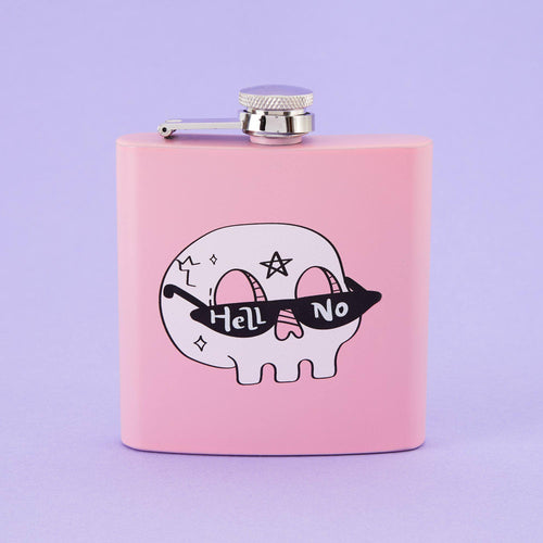 Hell No Hip Flask - Light Pink