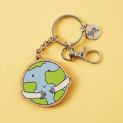 Punky Pins Hug the Earth Wooden Eco Keyring