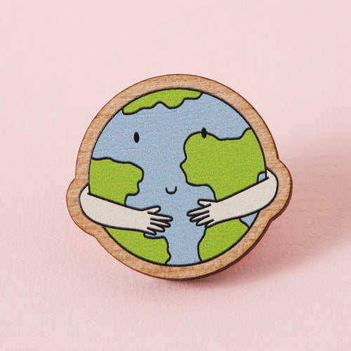 Hug the Earth Wooden Eco Pin