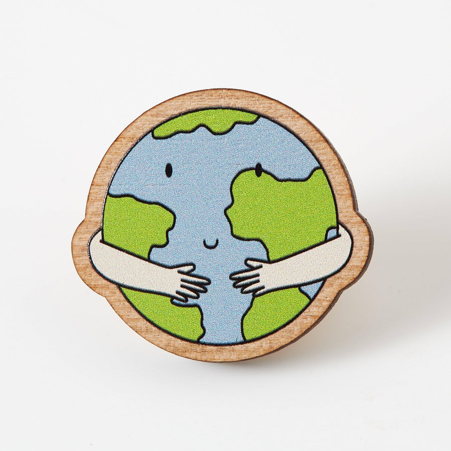 Punky Pins Hug the Earth Wooden Eco Pin