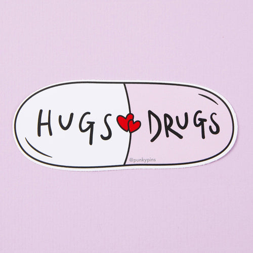 Punky Pins Hugs Drugs Vinyl Sticker