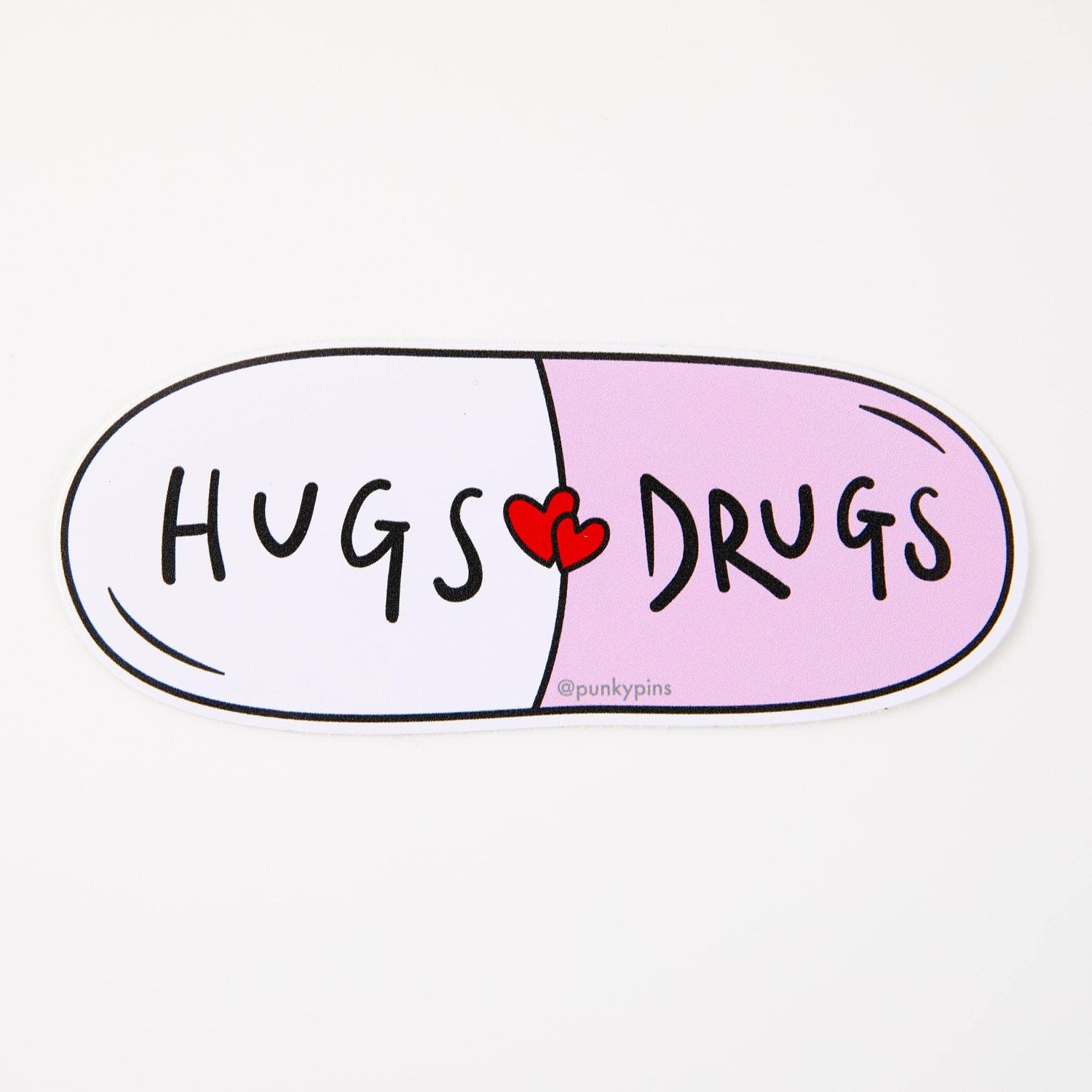 Punky Pins Hugs Drugs Vinyl Sticker