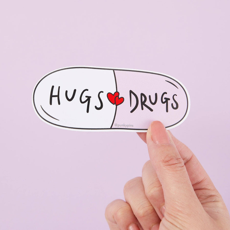 Punky Pins Hugs Drugs Vinyl Sticker