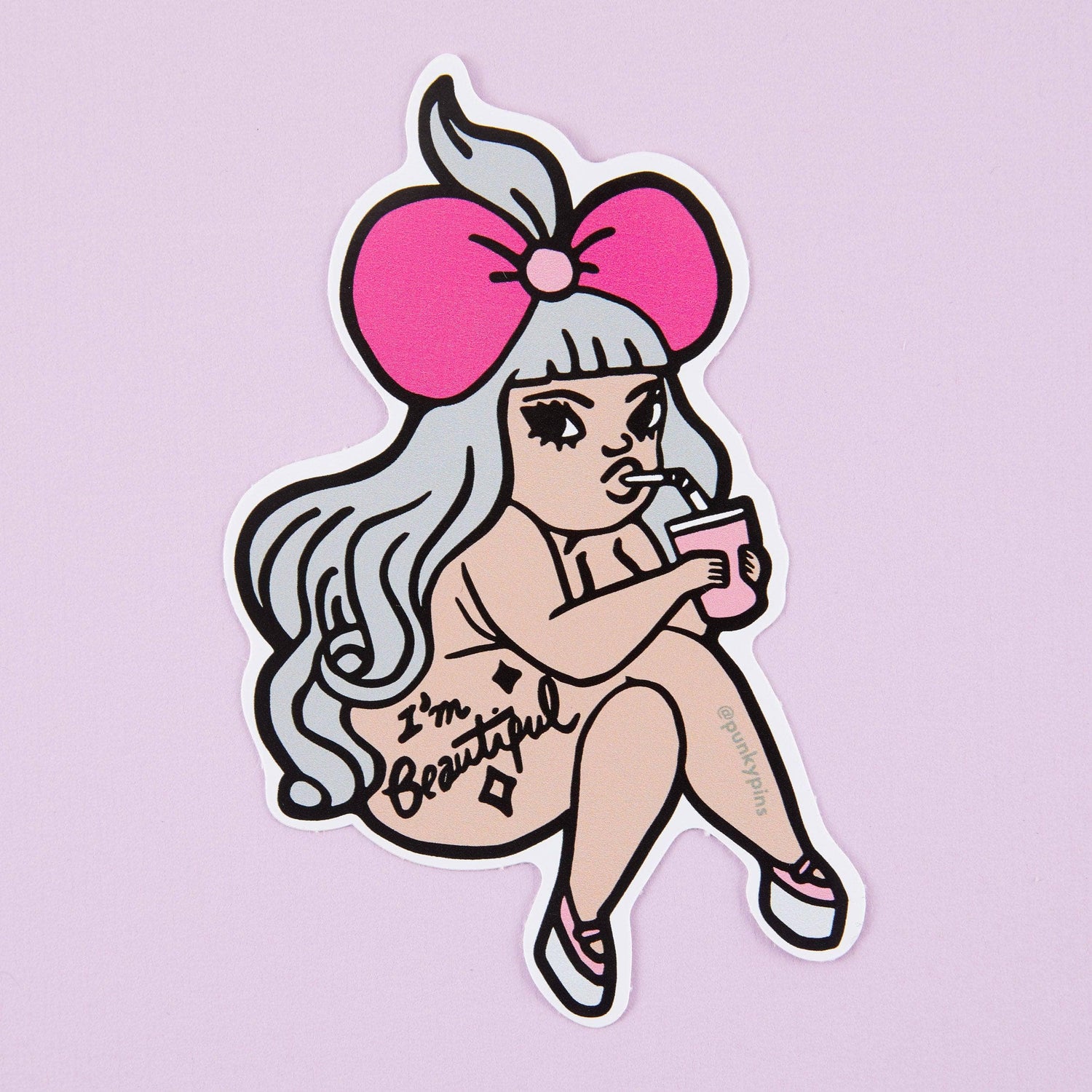 Punky Pins I'm Beautiful Vinyl Sticker