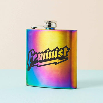 Punky Pins Iridescent Feminist Hip Flask