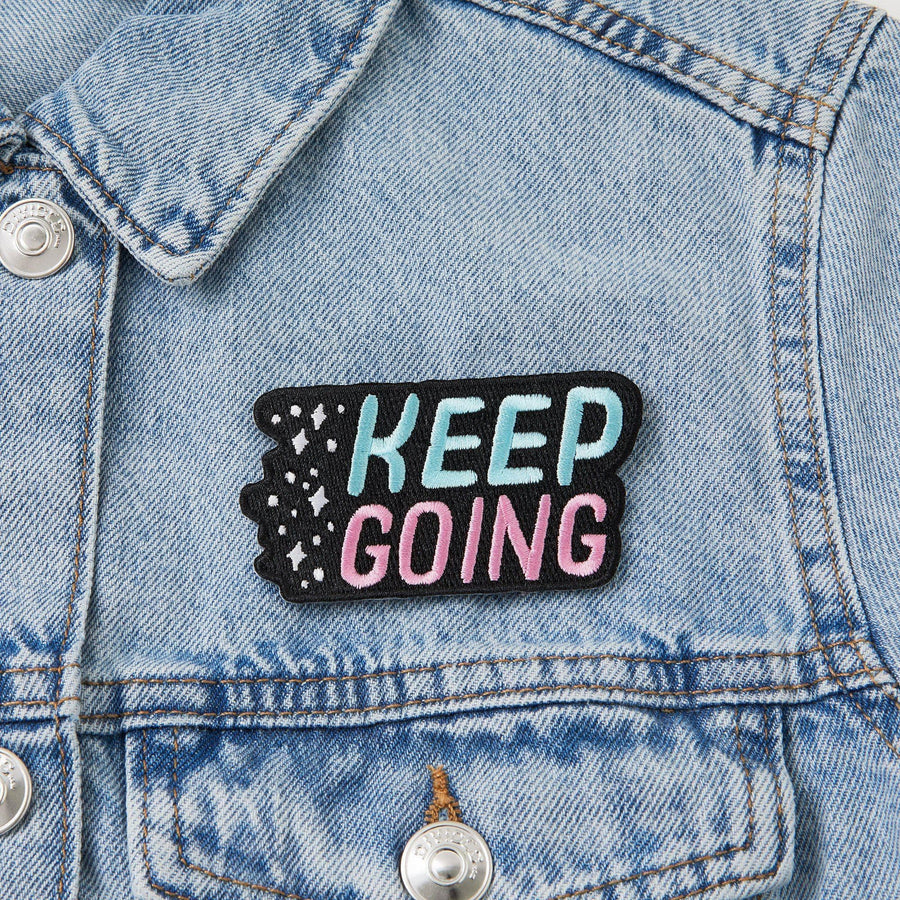 Punky Pins Keep Going Embroidered Iron On Patch