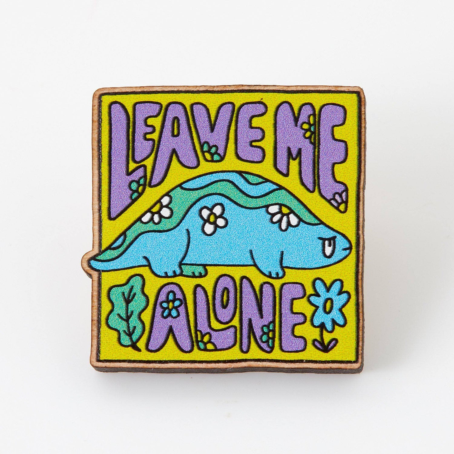 Punky Pins Leave Me Alone Dinosaur Wooden Eco Pin