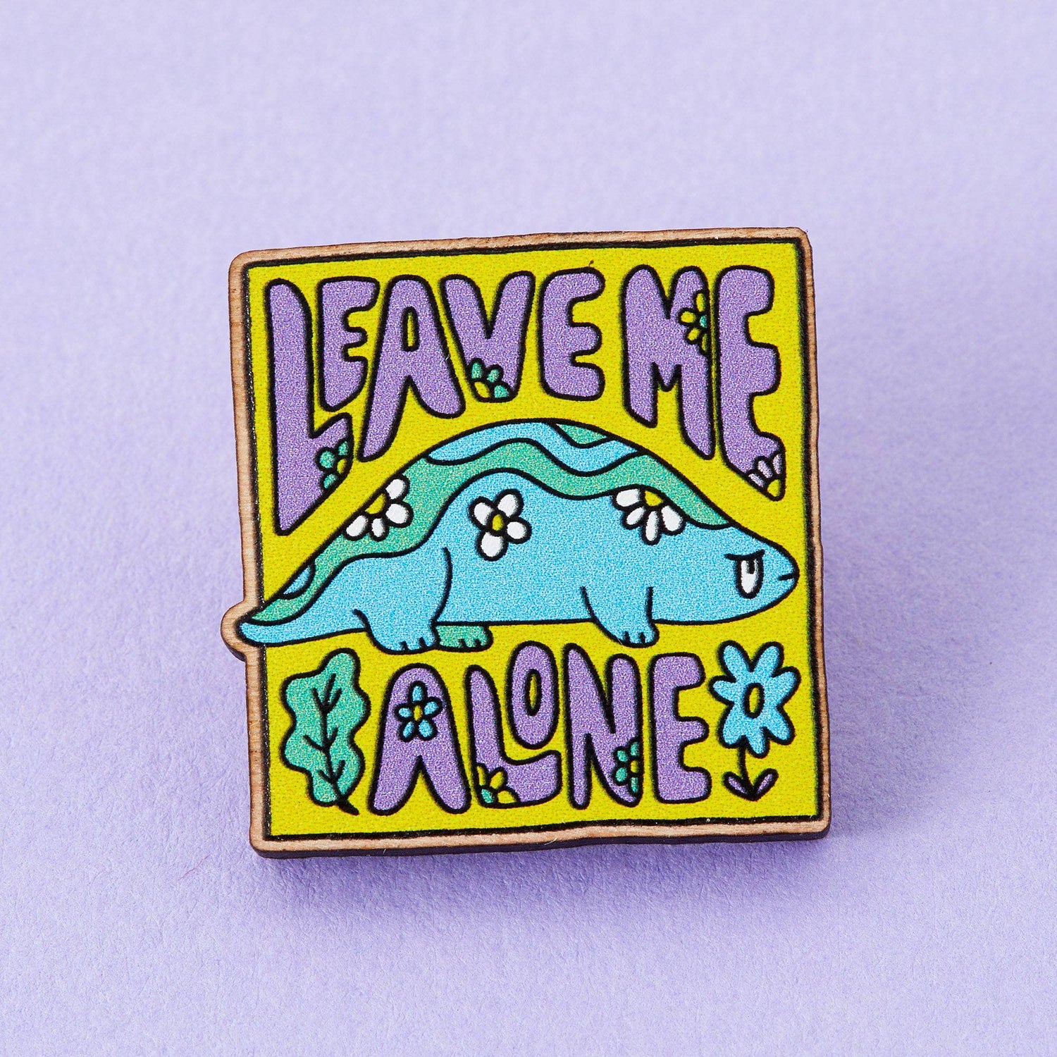 Punky Pins Leave Me Alone Dinosaur Wooden Eco Pin