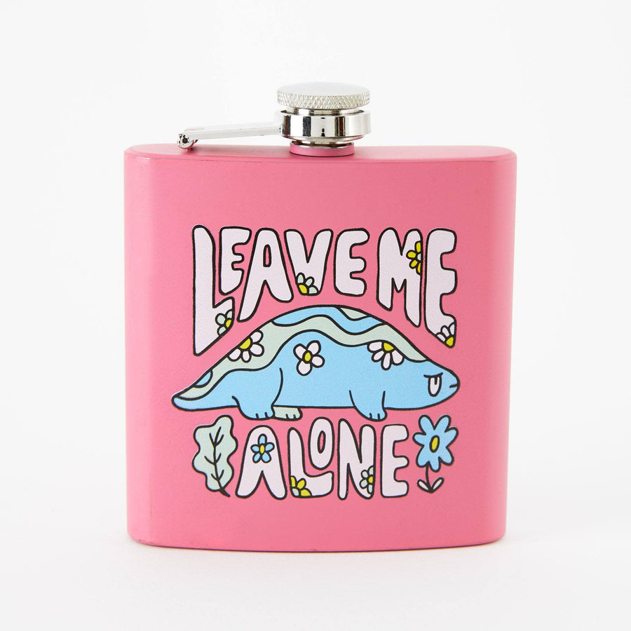 Punky Pins Leave Me Alone Hip Flask - Square Pink