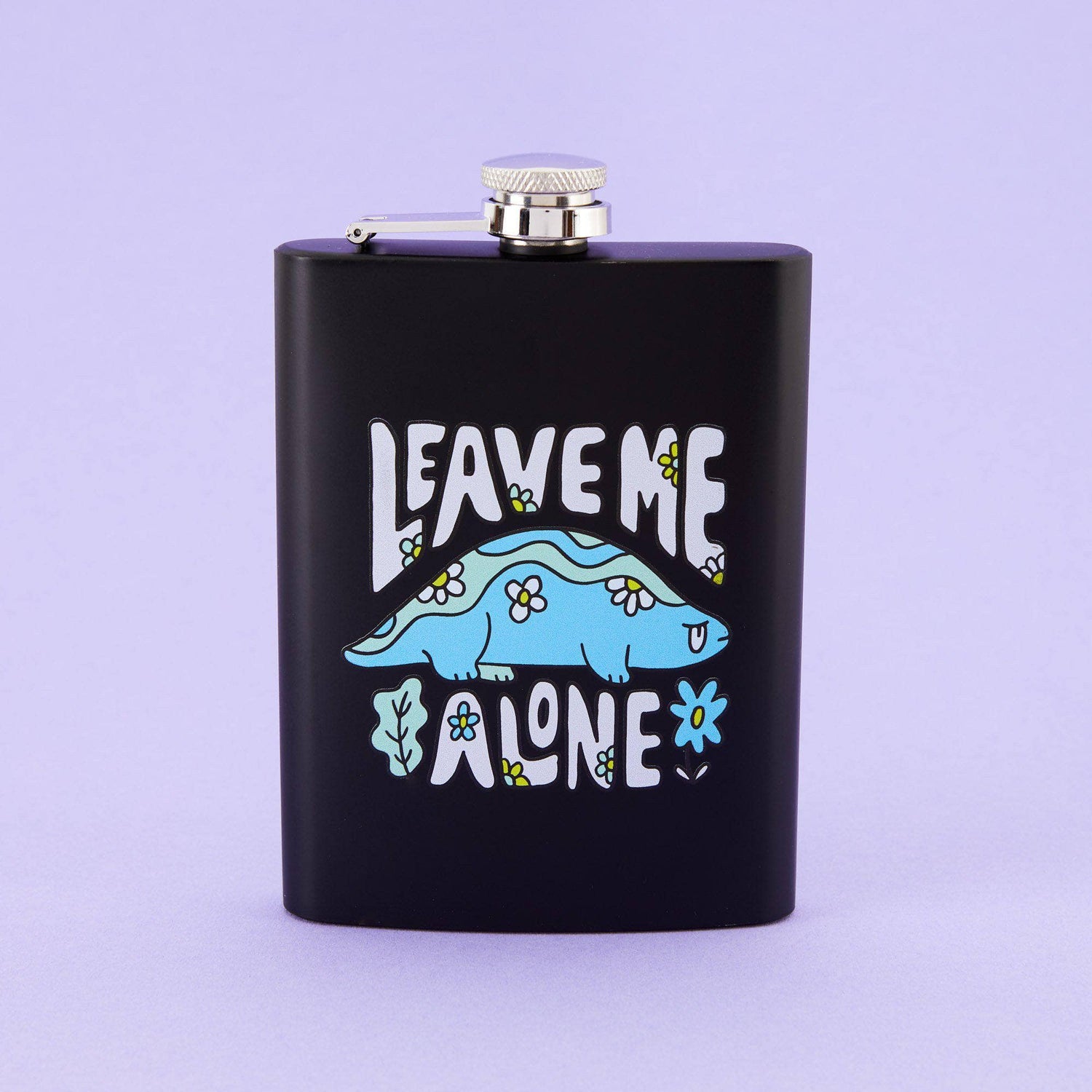 Punky Pins Leave Me Alone Hip Flask - Tall Black