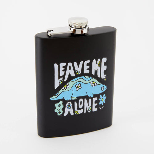 Punky Pins Leave Me Alone Hip Flask - Tall Black