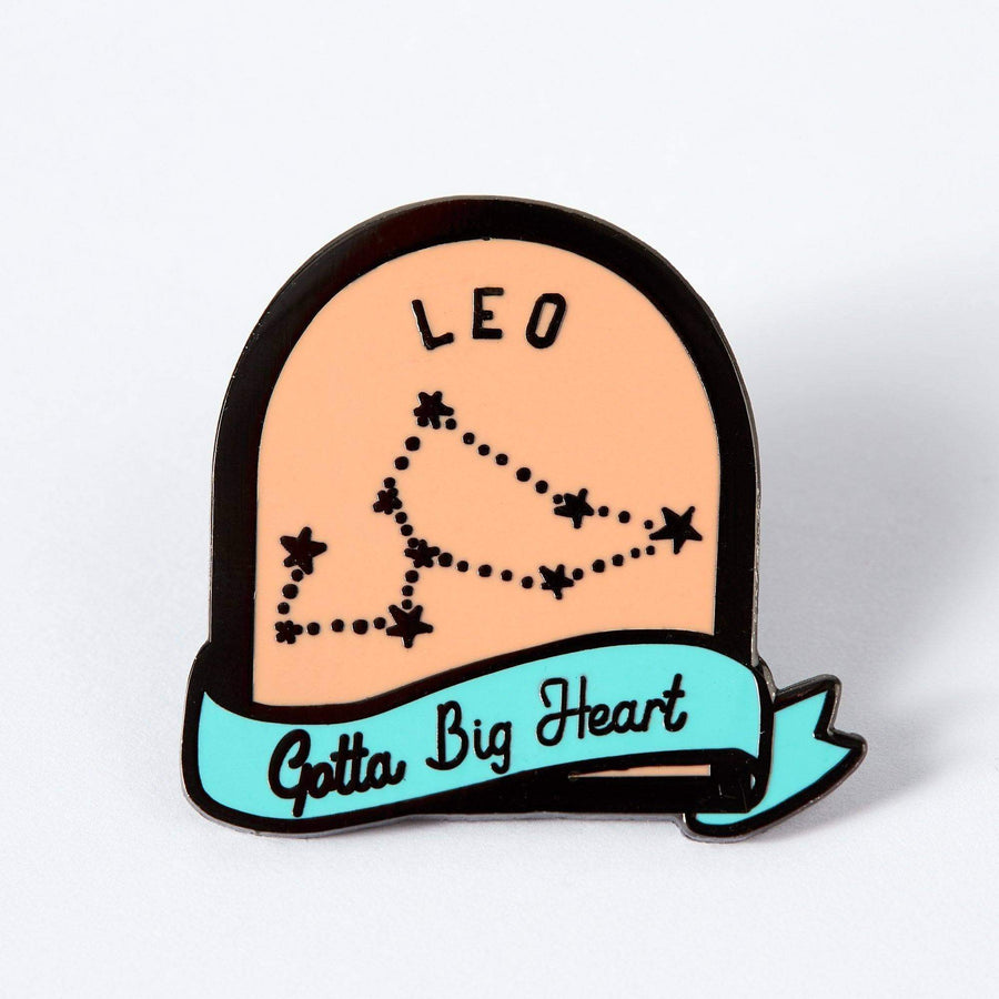Punky Pins Leo Coral and Green Starsign Enamel Pin