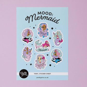 Punky Pins Mood: Mermaid Vinyl A5 Sticker Sheet