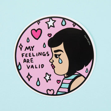 Punky Pins My Feelings Are Valid Round Pink Vinyl Sticker