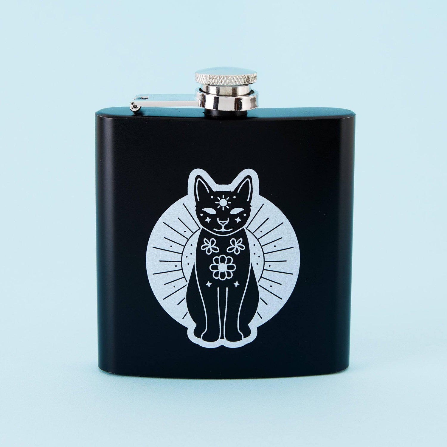 Punky Pins Mystic Mog Hip Flask - Square Black