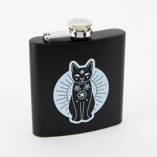 Punky Pins Mystic Mog Hip Flask - Square Black