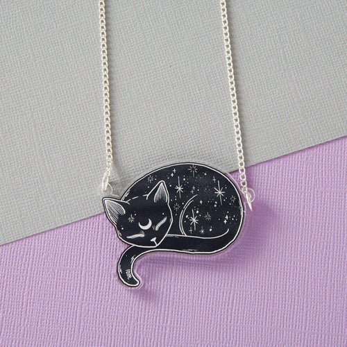 Mystical Cat Acrylic Necklace