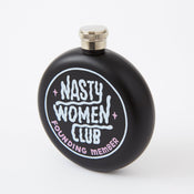 Punky Pins Nasty Women Club Black Hip Flask