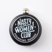 Punky Pins Nasty Women Club Black Hip Flask