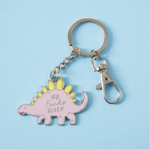 No Fucks Dinosaur Enamel Keyring