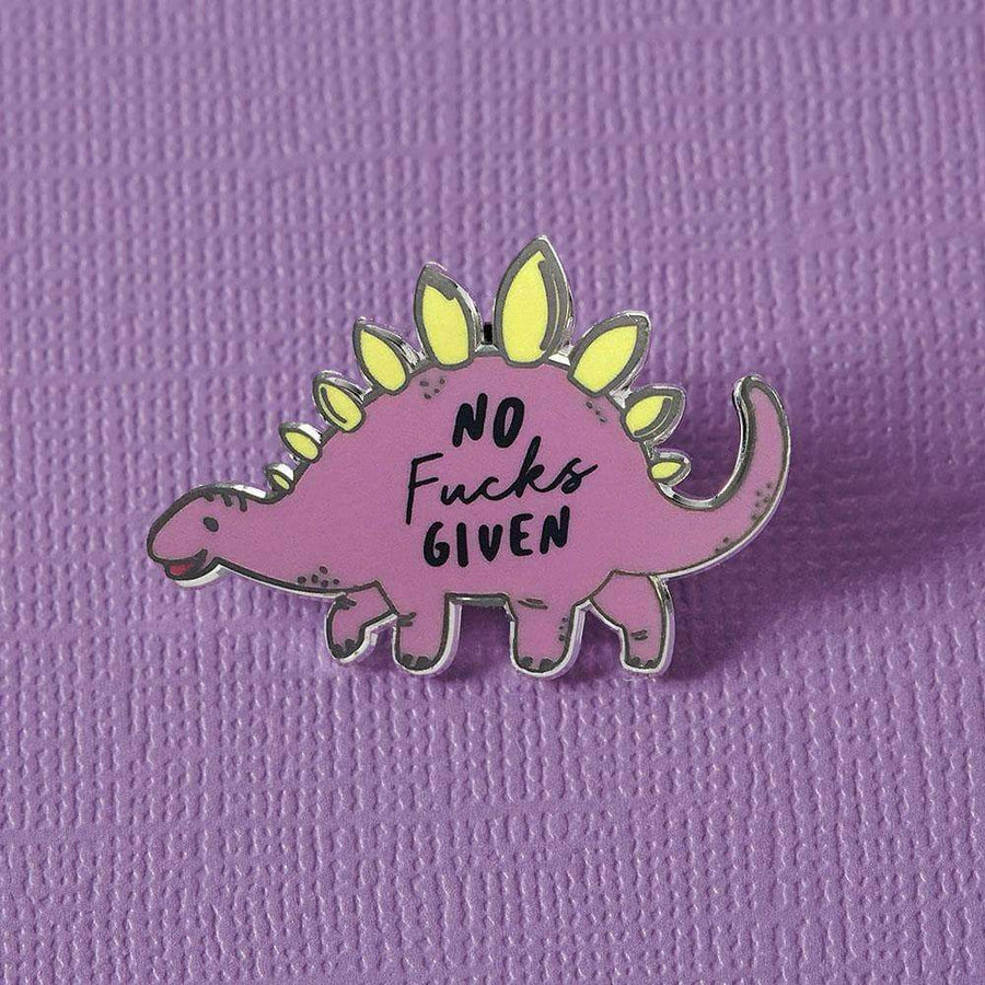 No Fucks Given Stegosaurus Dinosaur Enamel Pin