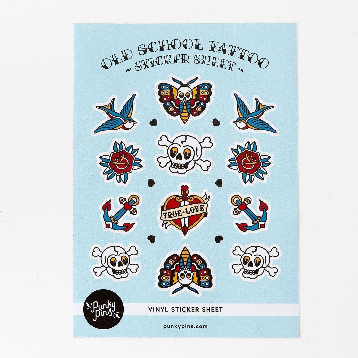 Punky Pins Old School Tattoo A5 Vinyl Sticker Sheet