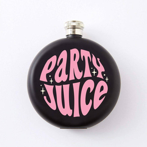 Party Juice Round Black Hip Flask